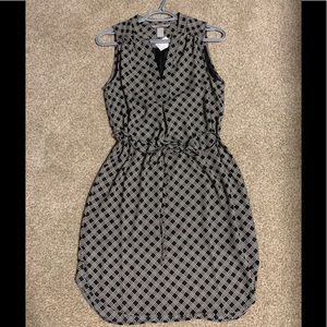 H&M Grey/Black Patterned Tie Belt Dress